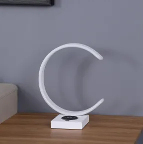 14" White Metal LED with USB Wireless Charger Table Lamp By Homeroots