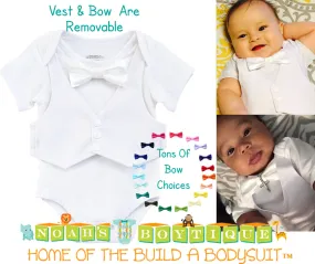 Baby Boy Baptism Christening Dedication Outfit Vest Bow Tie White Suit