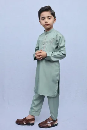 Boys Wash n Wear Kameez Shalwar Sea Green