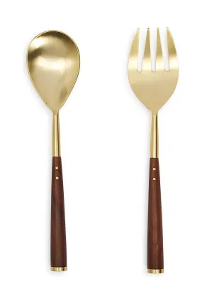 Brass Acacia Wood Servers