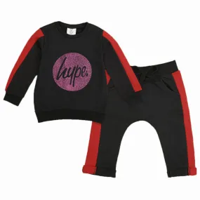 C1223 ZY HYPE BLACK 2-PCS TERRY SUIT