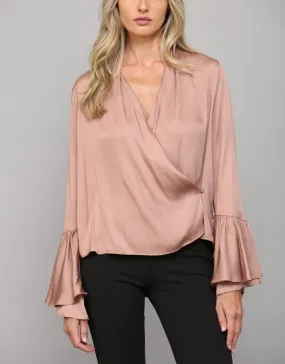 Fate V-Neck Ruffle Cuff Blouse