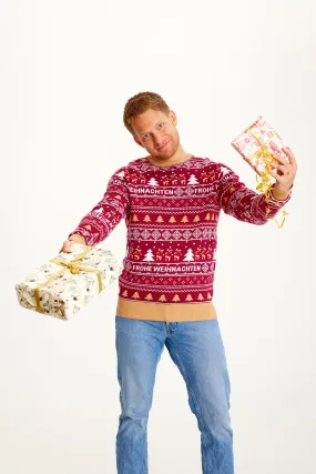 Frohe Weihnachten Sweater Bordeaux - Herre.