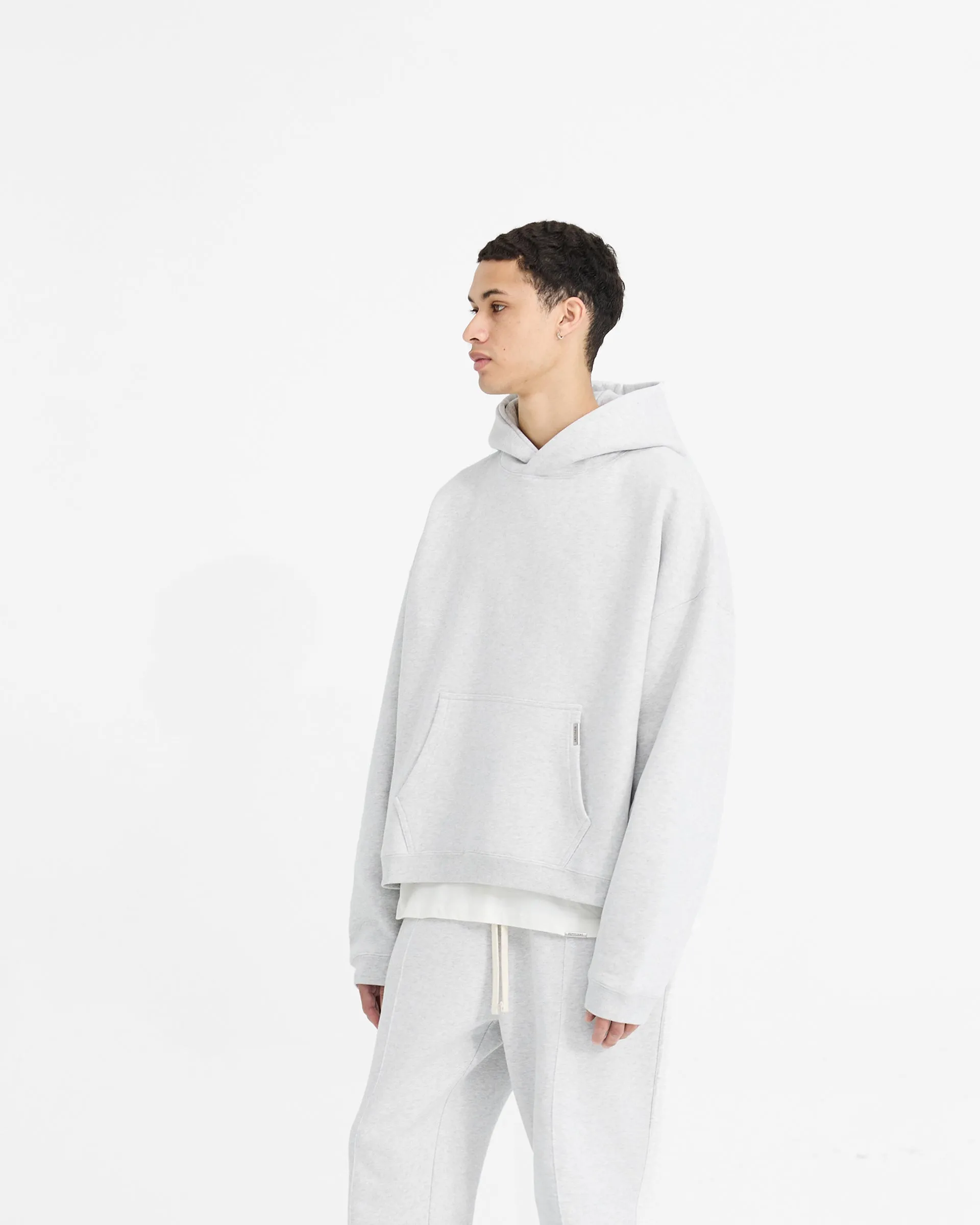 Initial Boxy Hoodie - Ice Grey Marl