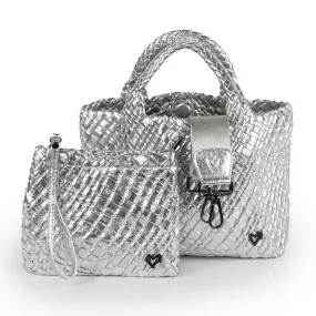 NEW: Brandon Small Woven Tote - Silver