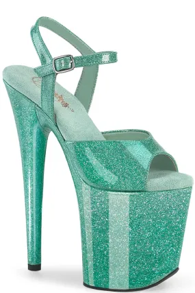 Pleaser USA Flamingo-809GP 8inch Pleasers - Aqua Glitter