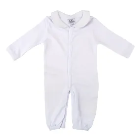 White Smocked Convertible Onesie 0-6 Months